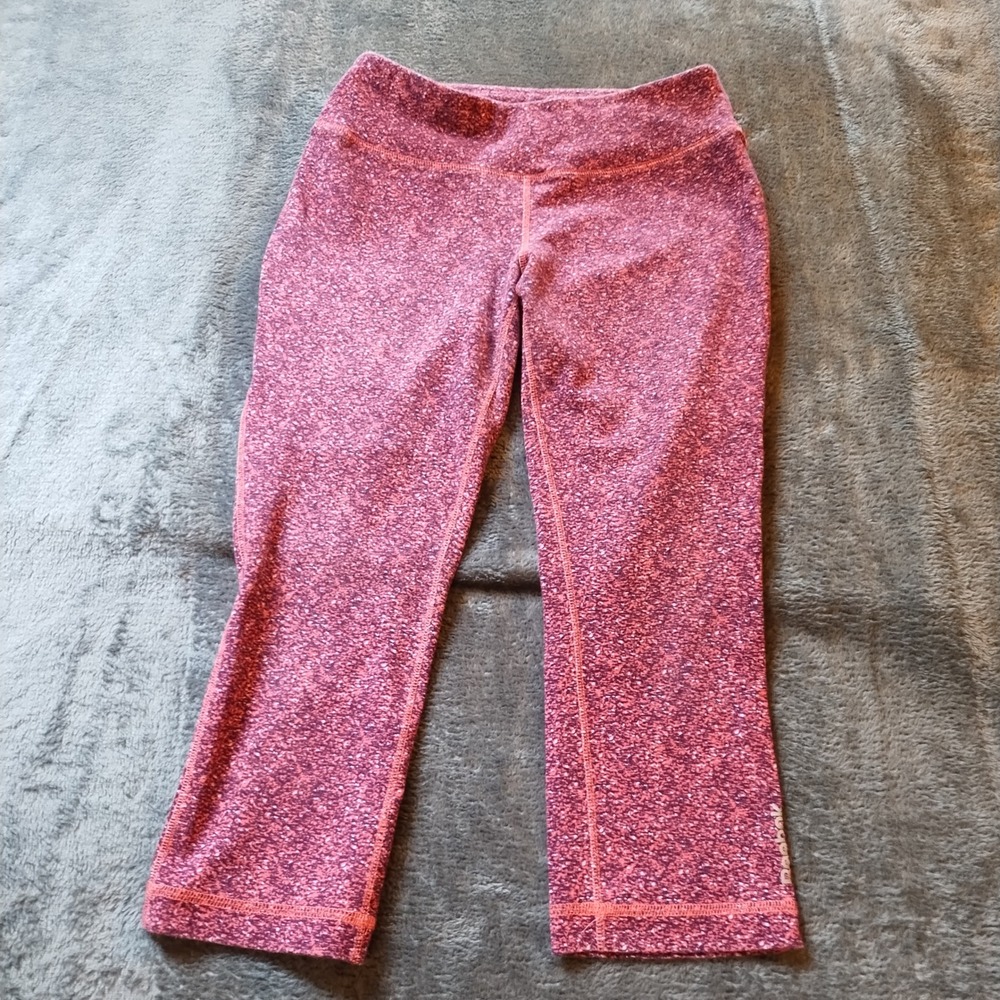 Reebok Womens Orange Space Dye Crop Leggings Size SM Capri Athleisure Activewear